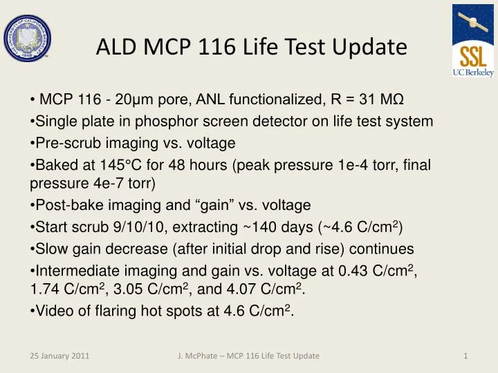 ald mcp 116 life test update