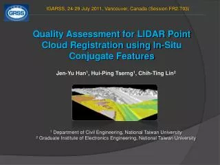 Quality Assessment for LIDAR Point Cloud Registration using In-Situ Conjugate Features