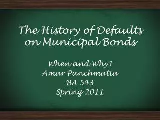 The History of Defaults on Municipal Bonds