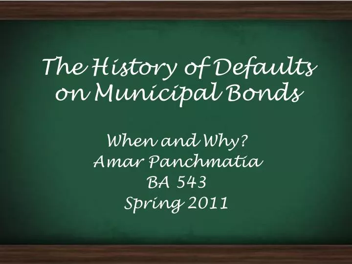 the history of defaults on municipal bonds