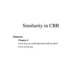 Similarity in CBR
