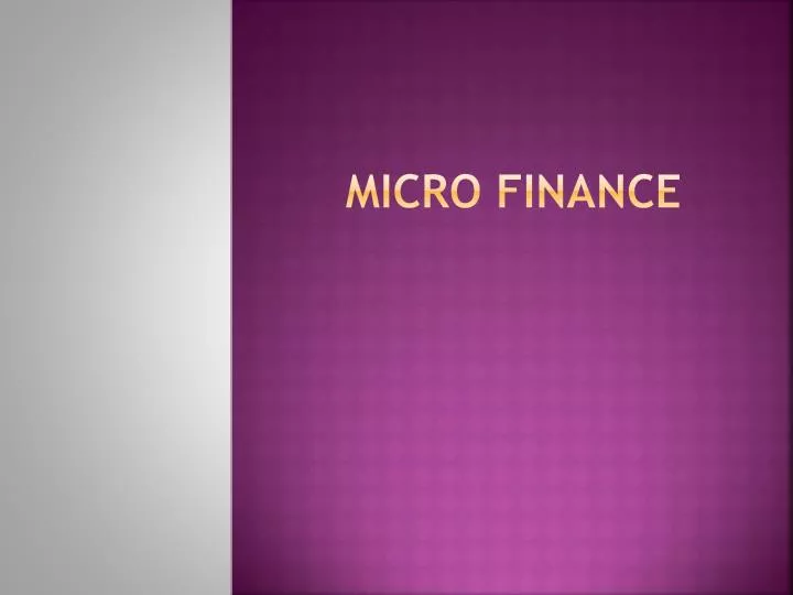 micro finance