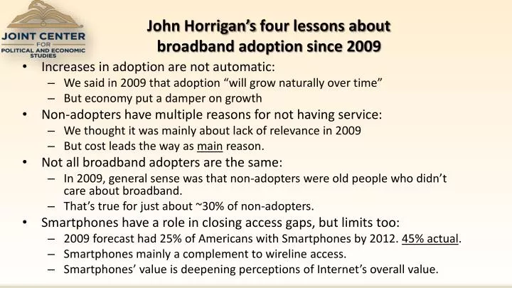 john horrigan s four lessons about broadband adoption since 2009