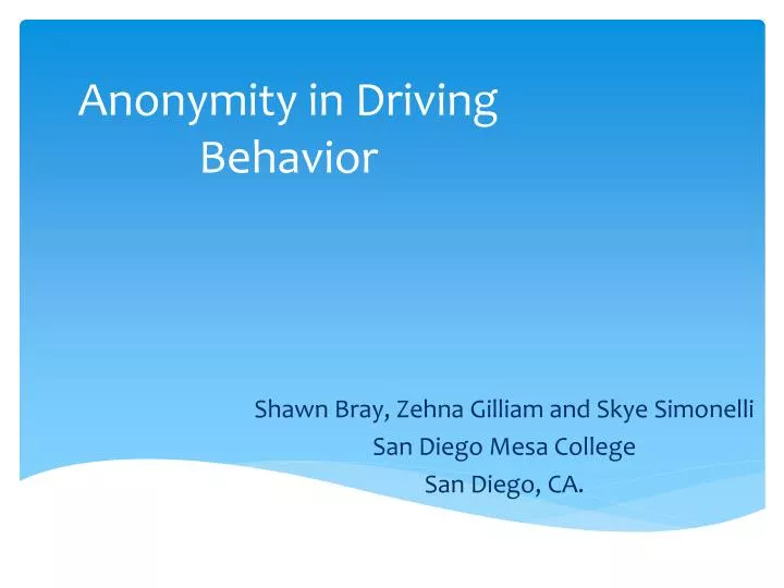 anonymity in driving behavior