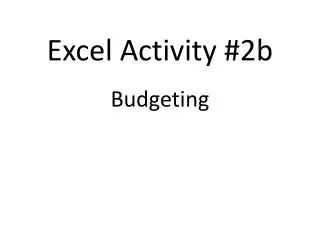 Excel Activity #2b