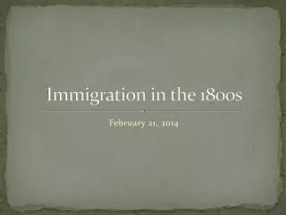 Immigration in the 1800s