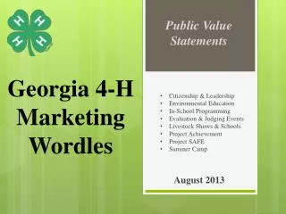 Georgia 4-H Marketing Wordles