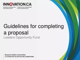 Guidelines for completing a proposal