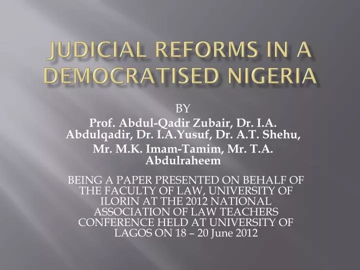 judicial reforms in a democratised nigeria