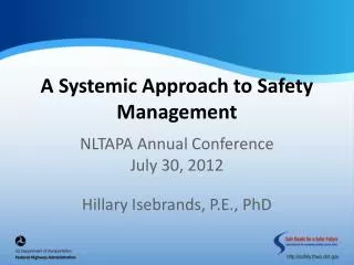A Systemic Approach to Safety Management
