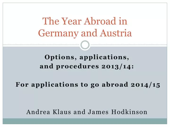 the year abroad in germany and austria