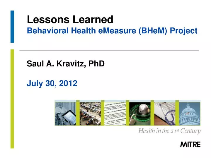 lessons learned behavioral health emeasure bhem project