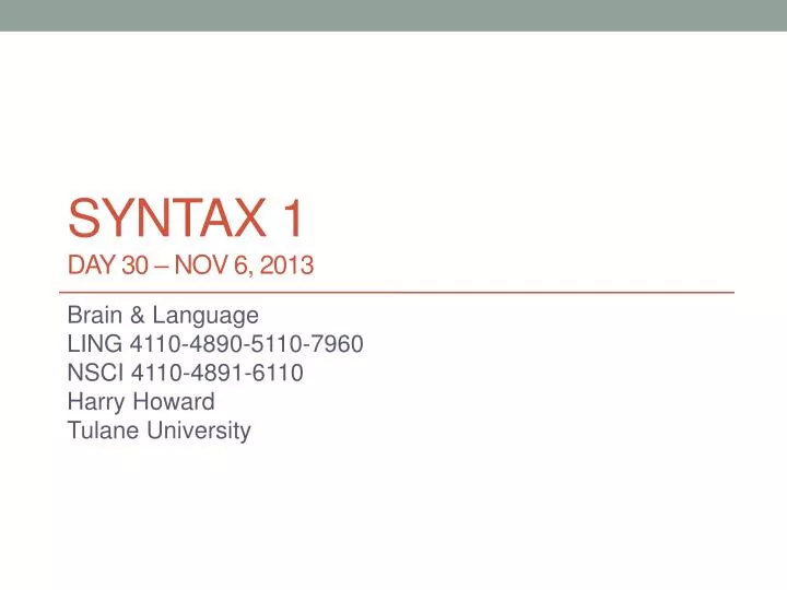 syntax 1 day 30 nov 6 2013