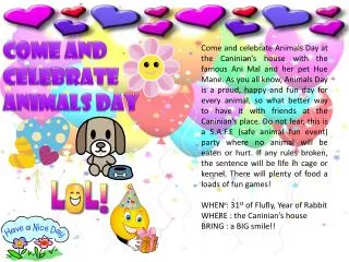 Come and celebrate animals day