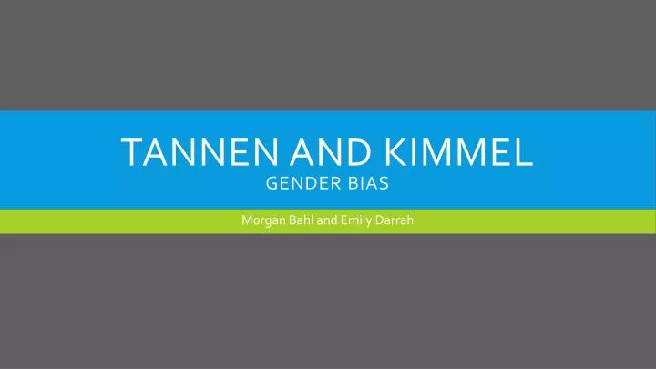 tannen and kimmel gender bias