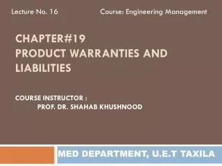 Chapter#19 Product warranties and liabilities