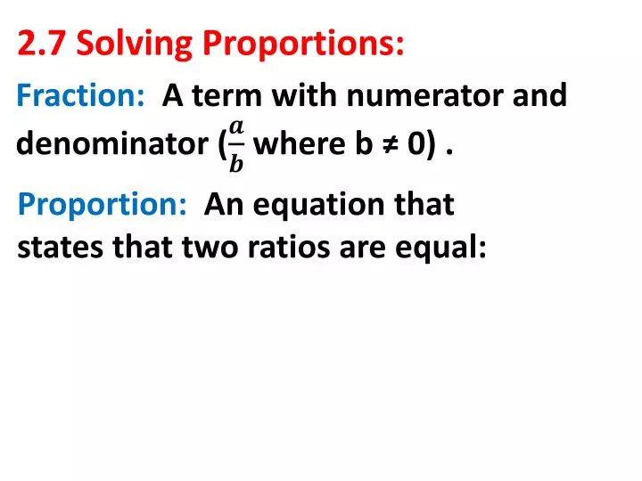 2 7 solving proportions