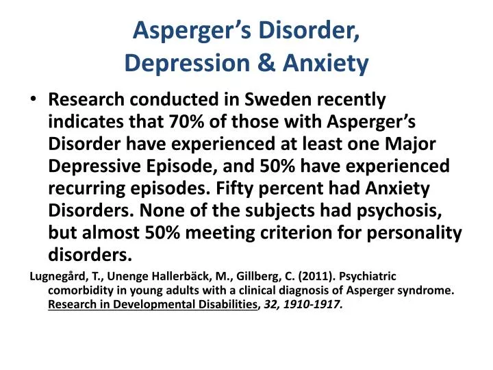 asperger s disorder depression anxiety