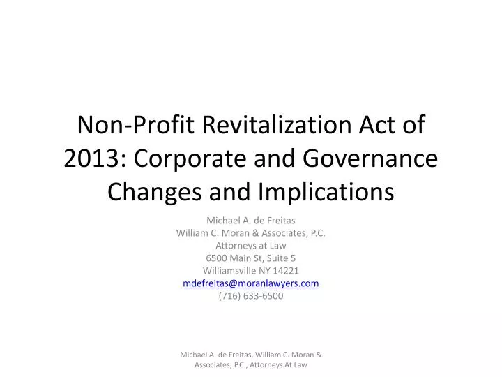 non profit revitalization act of 2013 corporate and governance changes and implications