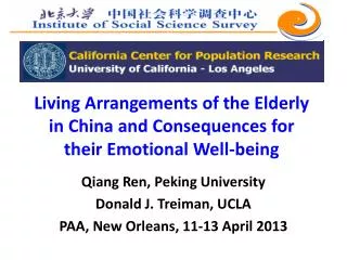 Living Arrangements of the Elderly in China and Consequences for their Emotional Well-being