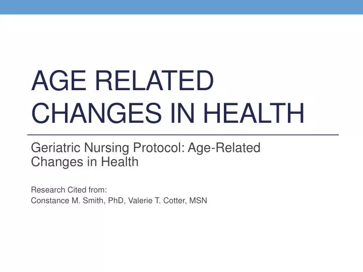age related changes in health