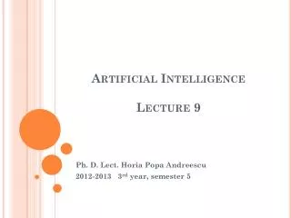 Artificial Intelligence Lecture 9