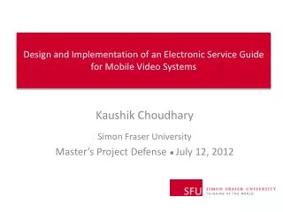 Design and Implementation of an Electronic Service Guide for Mobile Video Systems