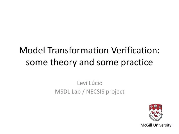 model transformation verification some theory and some practice