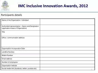 IMC Inclusive Innovation Awards, 2012