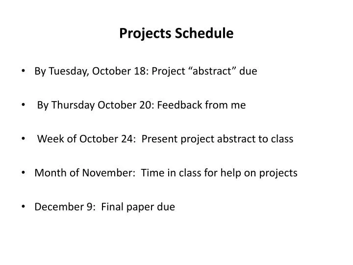 projects schedule