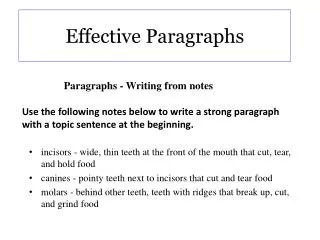 Effective Paragraphs
