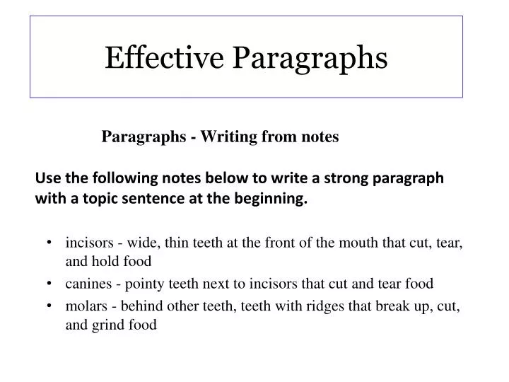 effective paragraphs