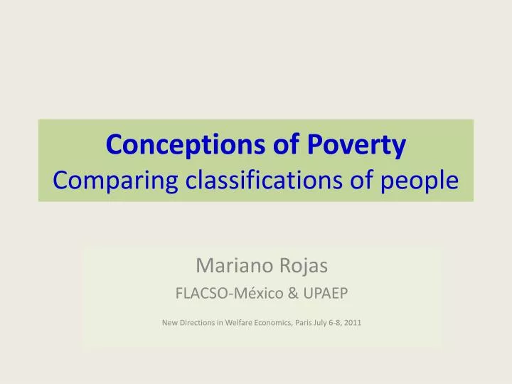 conceptions of poverty comparing classifications of people