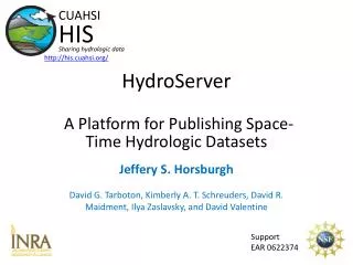 HydroServer A Platform for Publishing Space-Time Hydrologic Datasets