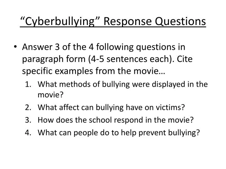 cyberbullying response questions