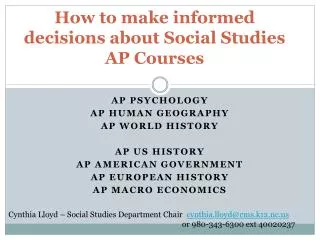 How to make informed decisions about Social Studies AP Courses