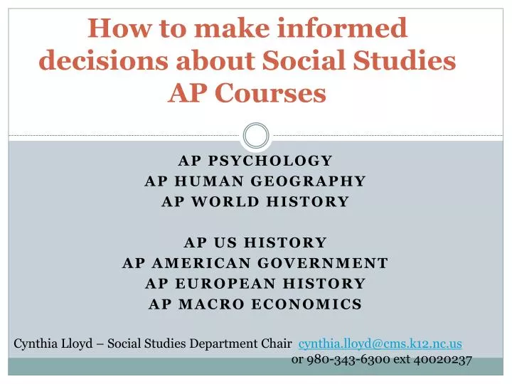 how to make informed decisions about social studies ap courses