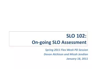 SLO 102: On-going SLO Assessment