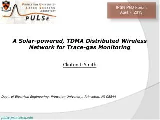 A Solar-powered, TDMA Distributed Wireless Network for Trace-gas Monitoring