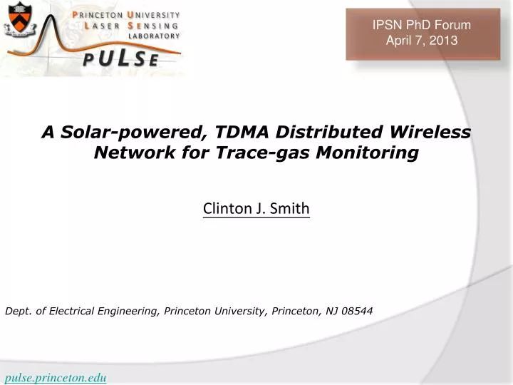 a solar powered tdma distributed wireless network for trace gas monitoring