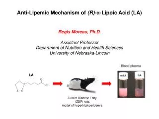Anti- Lipemic Mechanism of (R) -?- Lipoic Acid (LA)