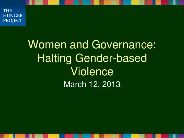 women and governance halting gender based violence