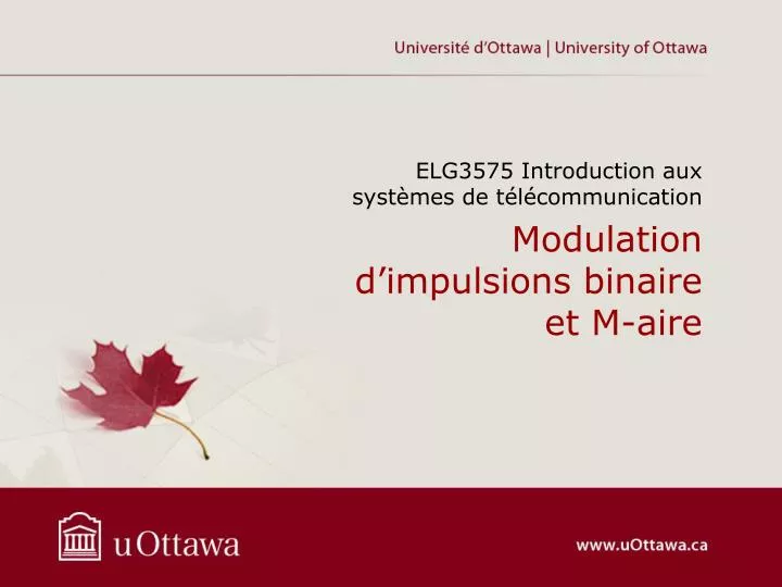 modulation d impulsions binaire et m aire