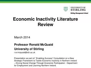 Economic Inactivity Literature Review