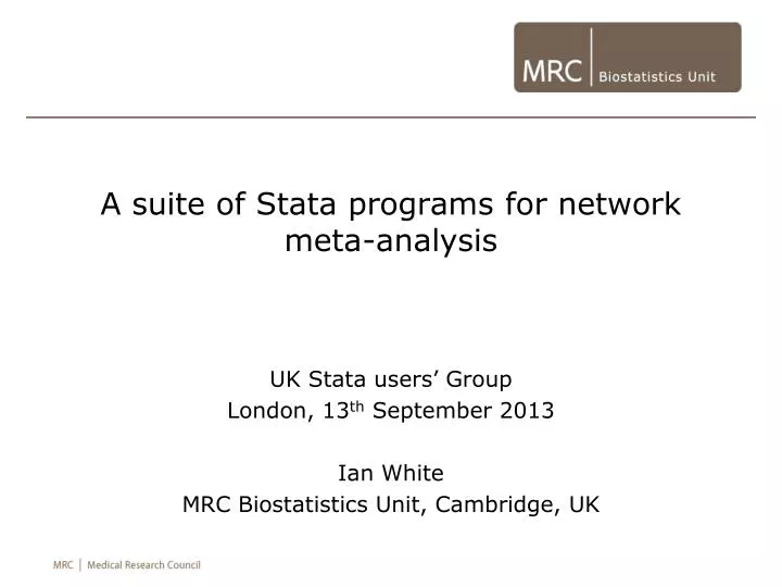 a suite of stata programs for network meta analysis