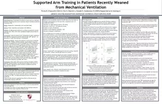 Supported Arm Training in Patients Recently Weaned from Mechanical Ventilation