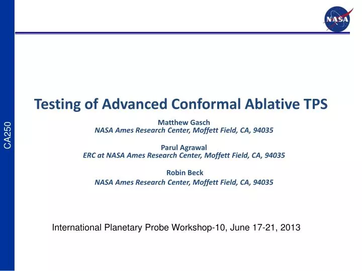 testing of advanced conformal ablative tps