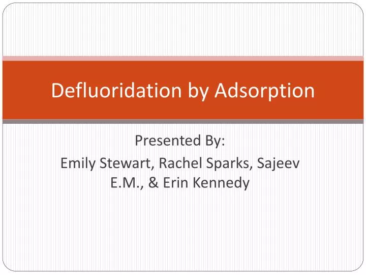 defluoridation by adsorption