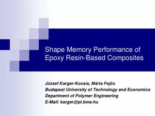 Shape Memory Performance of Epoxy Resin-Based Composites