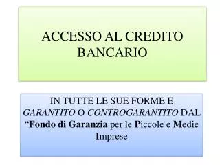 accesso al credito bancario